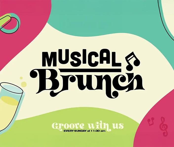 a colorful poster with a drink and text