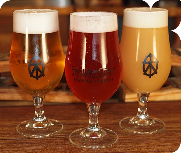 a group of glasses of beer
