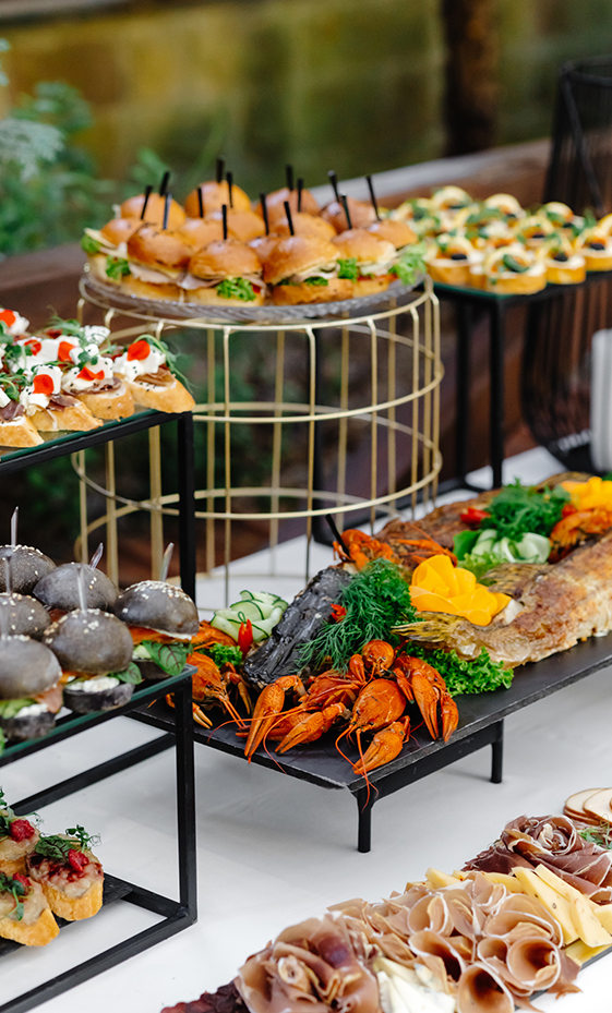 a table with food on it