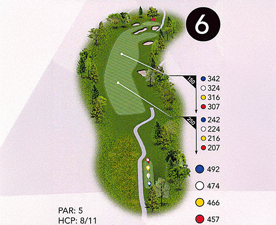 a golf course map with numbers and trees