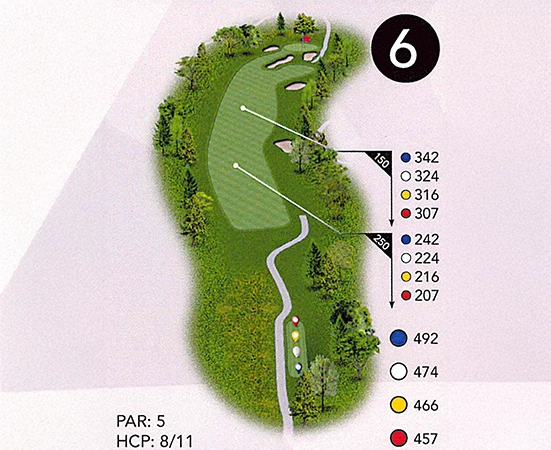 a golf course map with numbers and trees