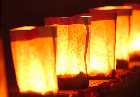 a group of bags with lights