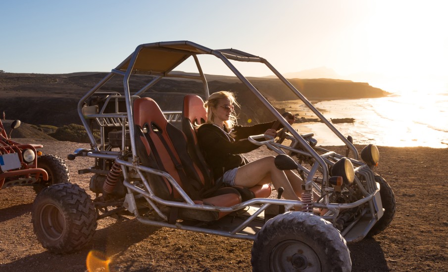 a person sitting in a vehicle