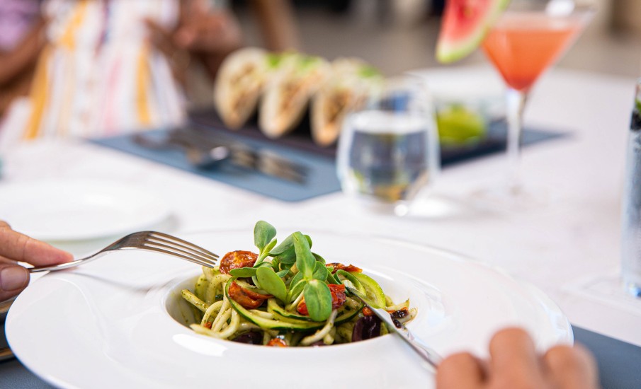 a plate of food and a fork