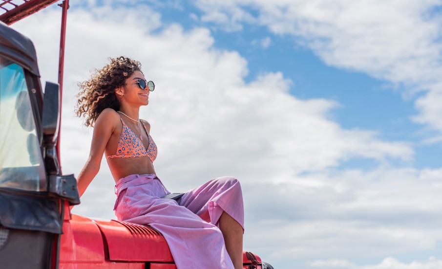 a person sitting on a bus