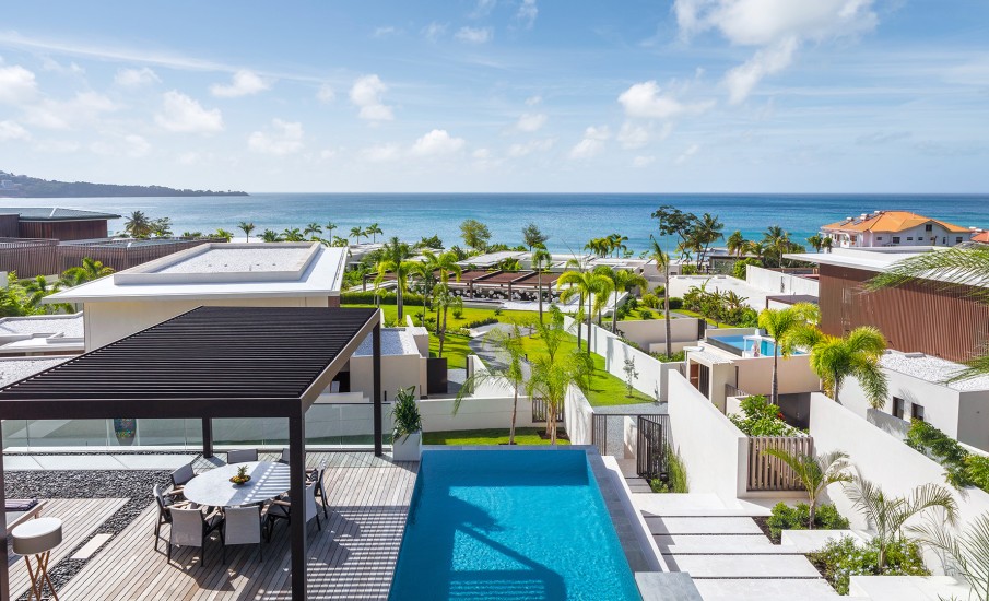Exterior of a rooftop pool at a villa in Grenada