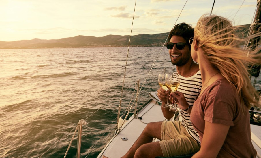 a man and woman on a boat