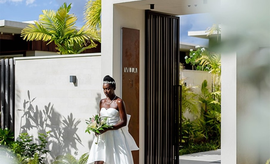 A bride walking down the isle.
