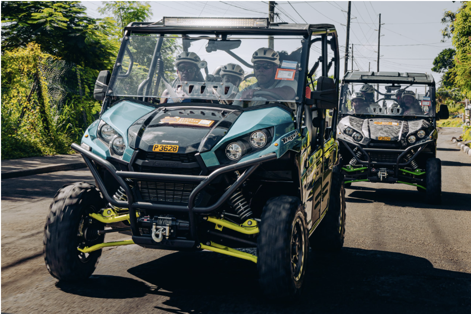 a group of people in a vehicle