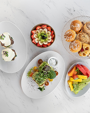 a table with plates of food