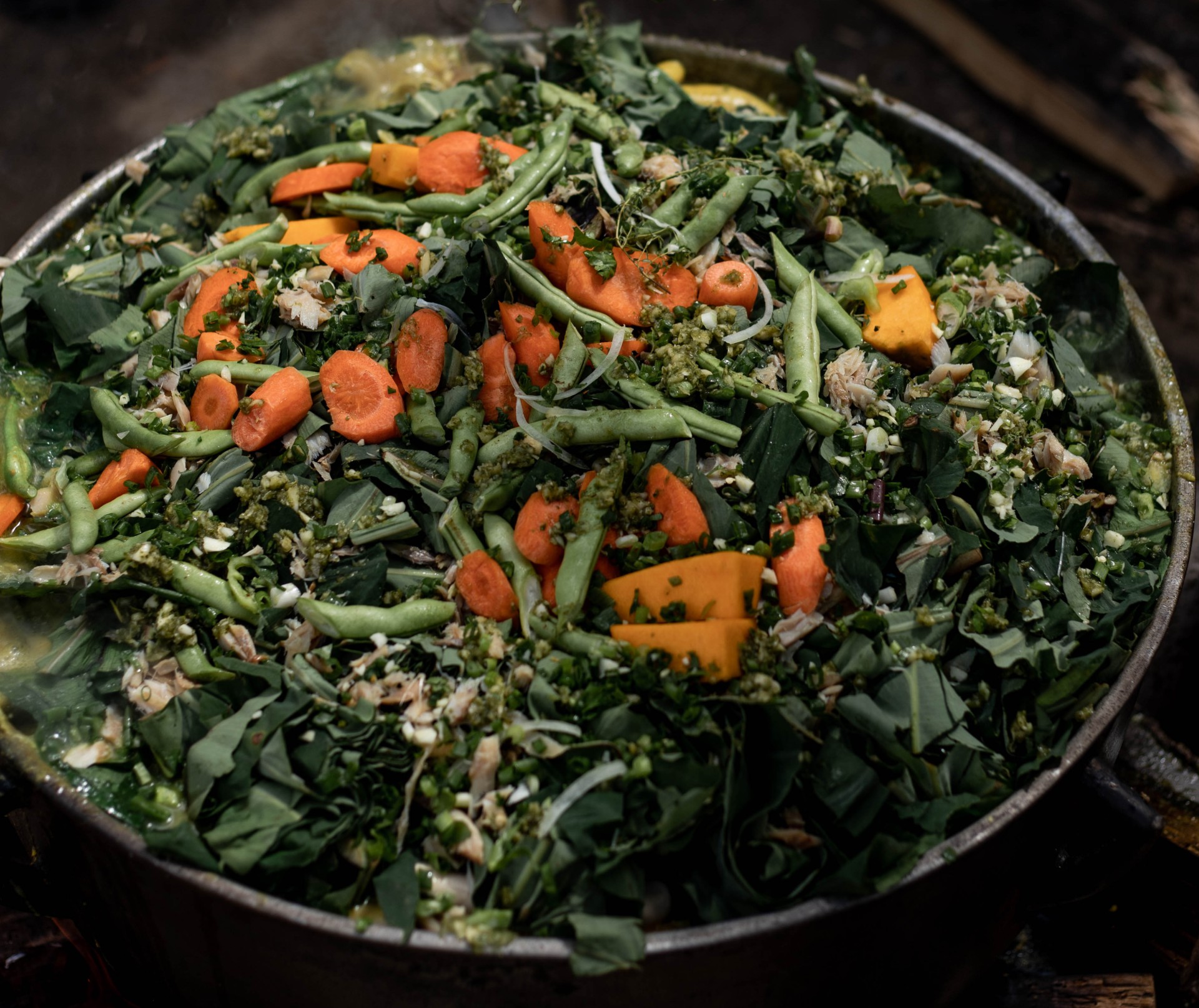 a pot of vegetables in a pot