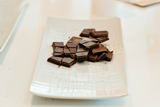 a plate of chocolate on a table