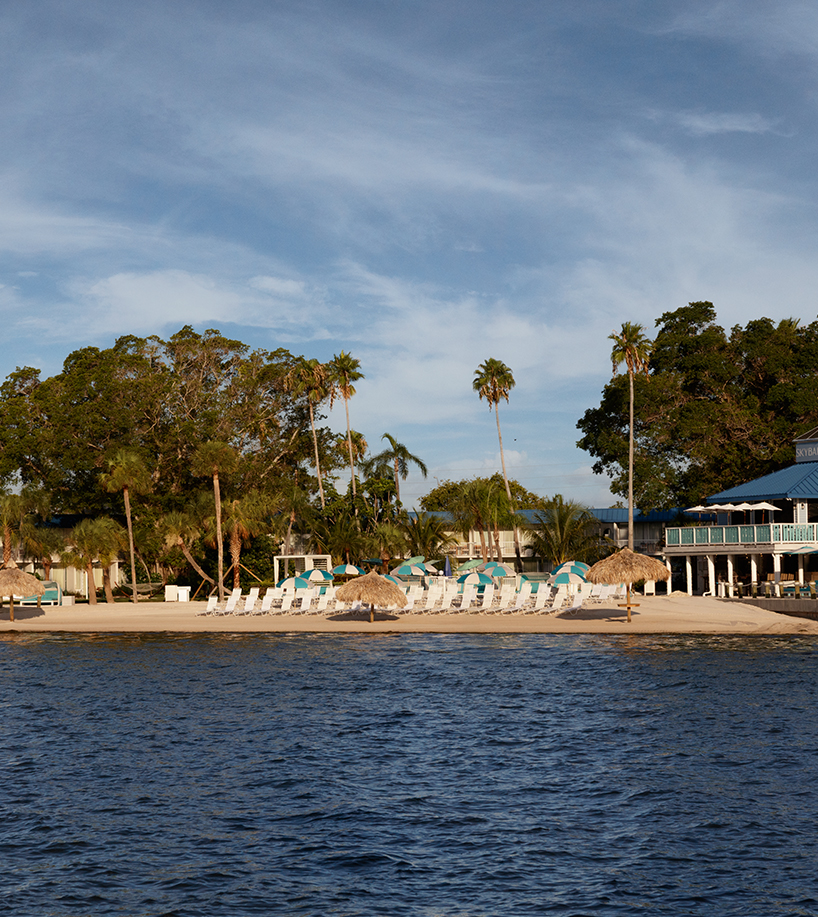a beach with chairs and umbrellas on a beach