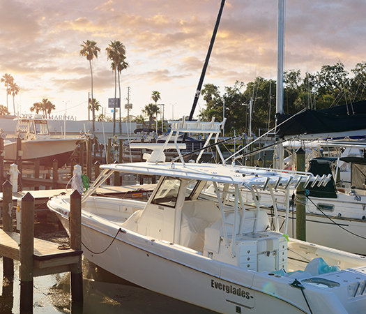 a group of boats docked at a dock