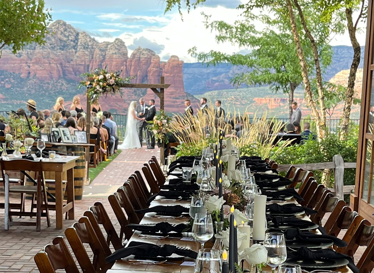 a wedding ceremony with a couple of people and a couple of men and a couple of people