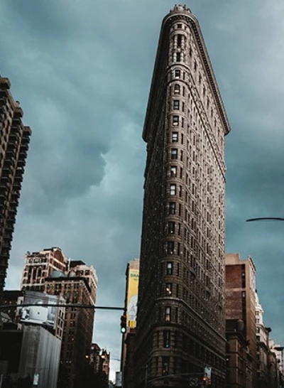 A photo of the Flatiron Building in New York City