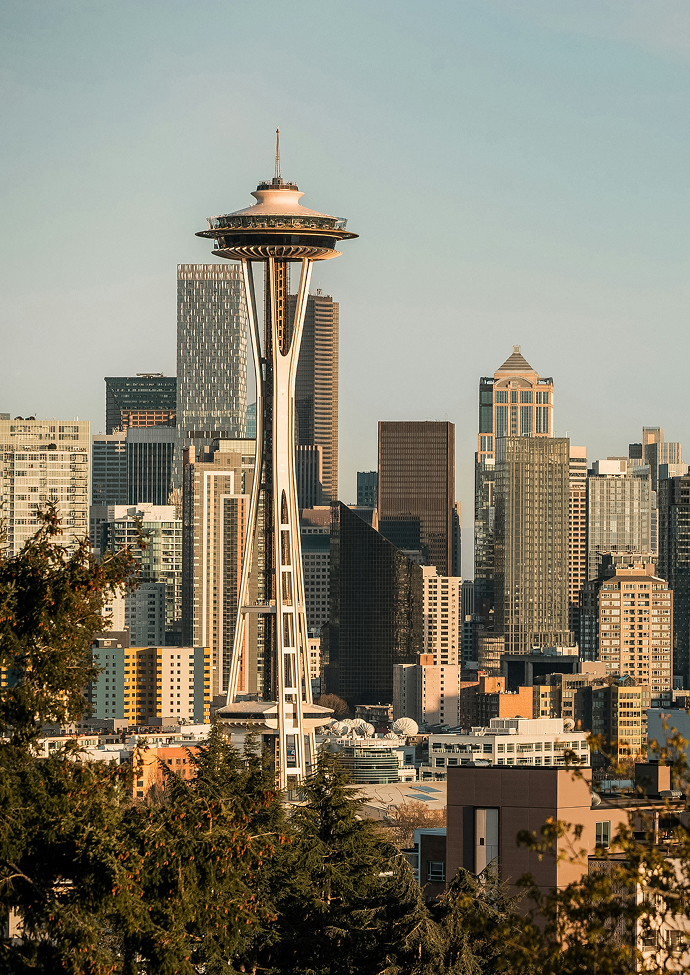 Space Needle skyline with a tall tower