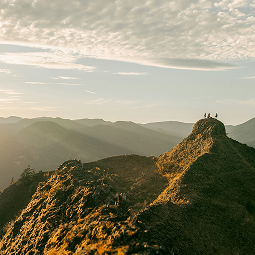 a group of people on a mountain