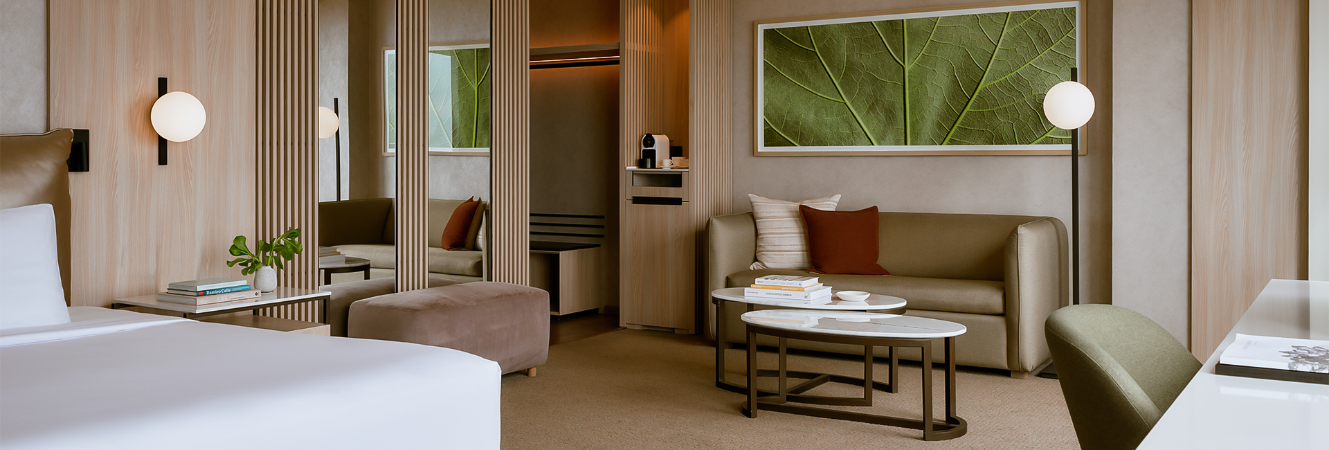 a room with a couch and coffee table