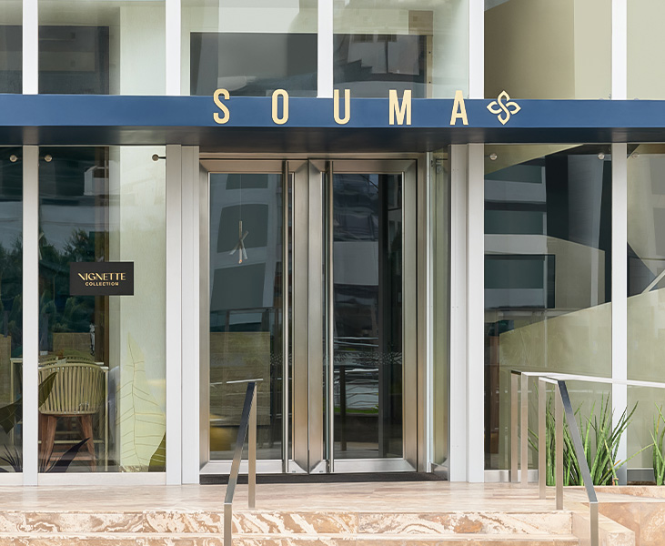 a glass doors of a building