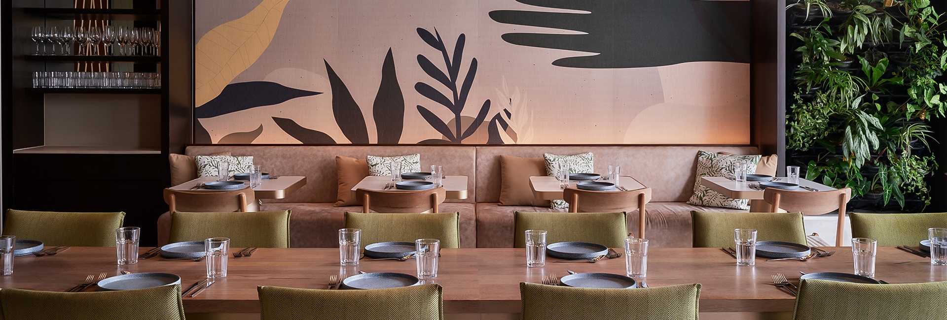 a restaurant with tables and chairs