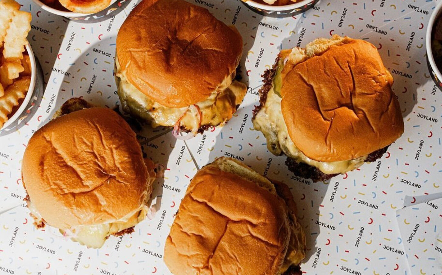a group of burgers on a table