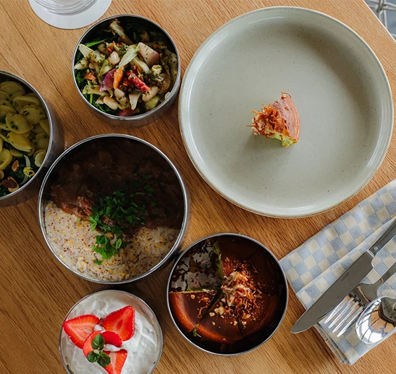 a table with food on it
