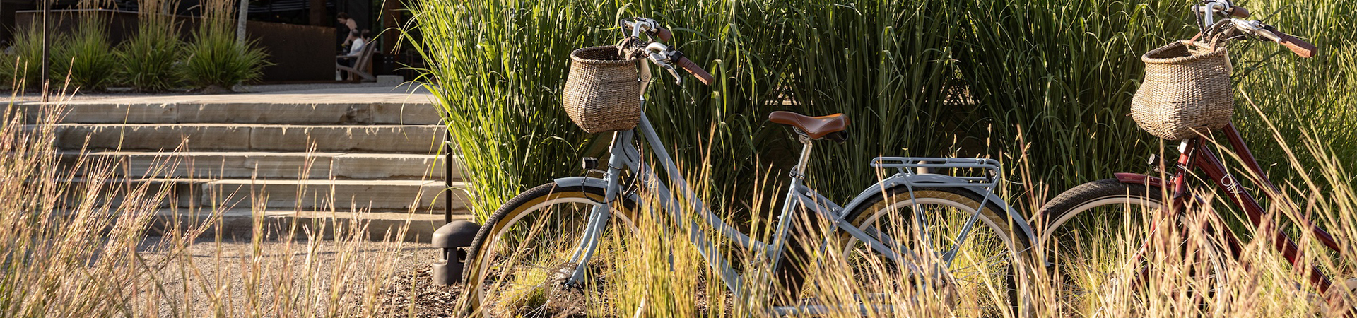 a bicycle with a basket on the handlebars