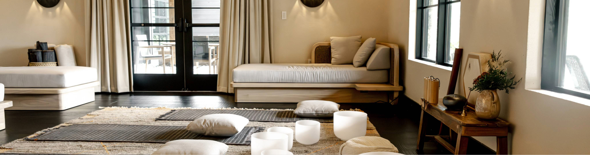 a room with a bed and pillows