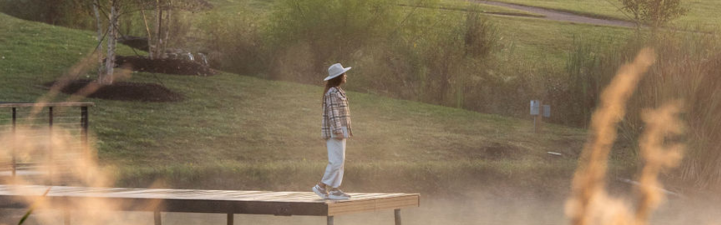 a woman standing on a platform