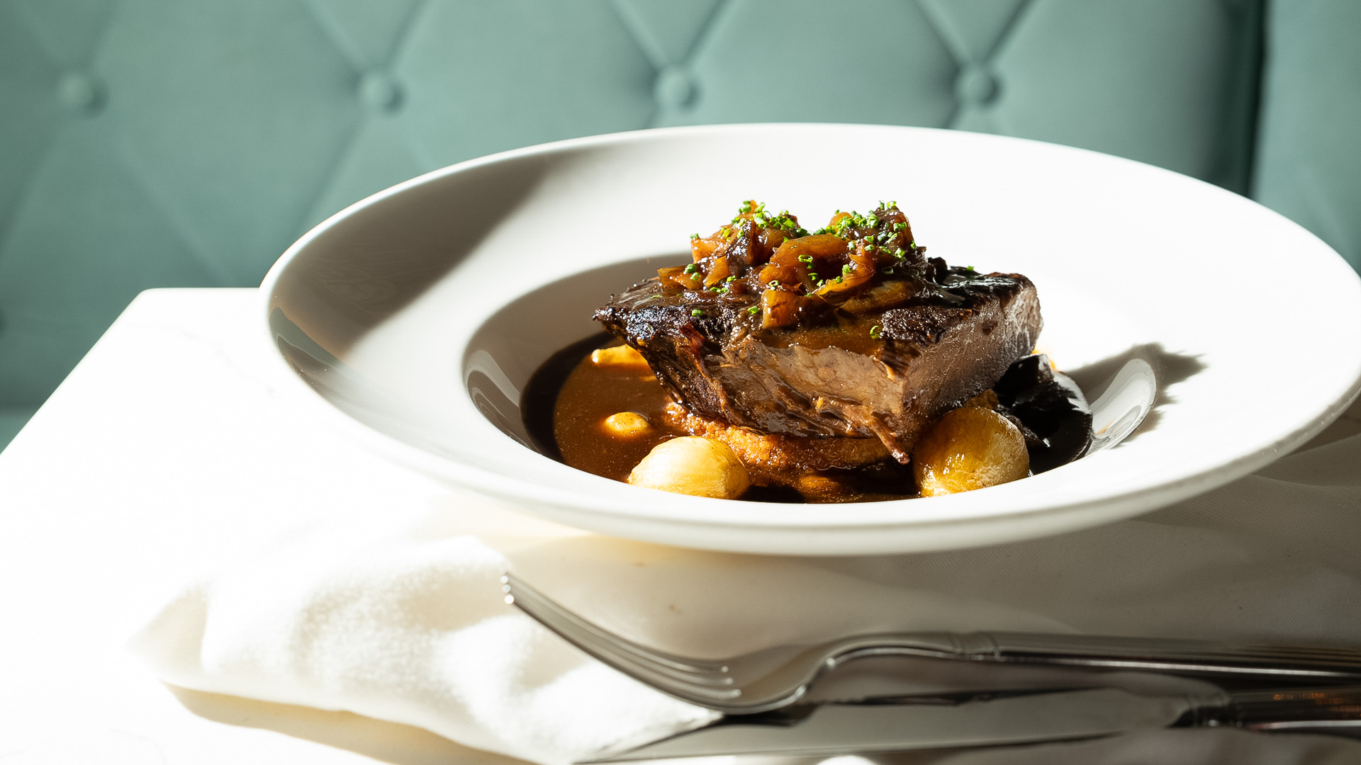 a plate of food on a white plate