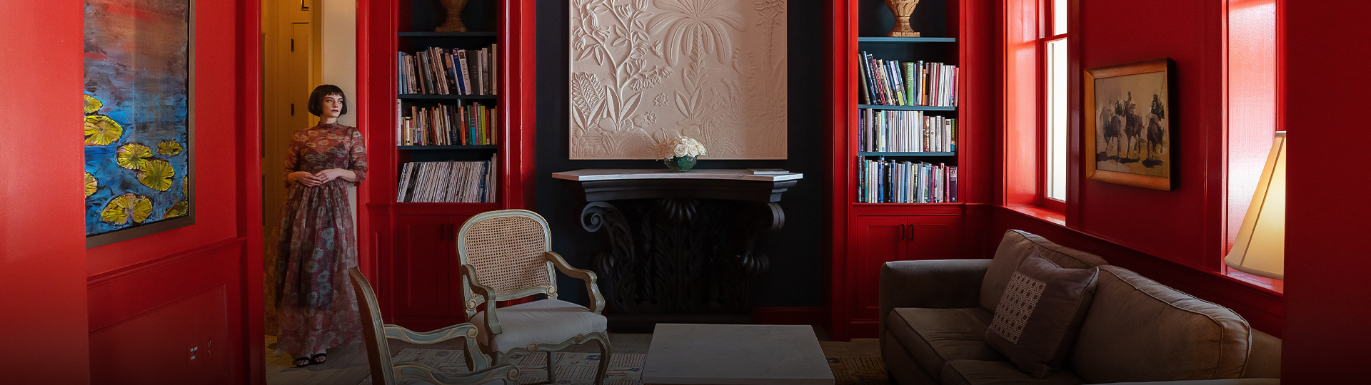 a room with a table and a chair