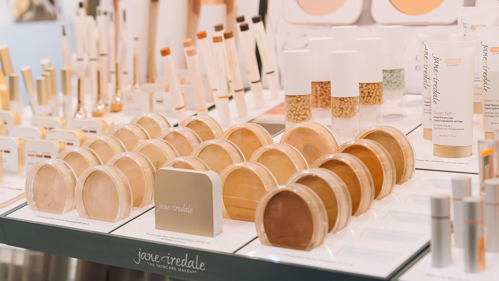 a display of makeup products