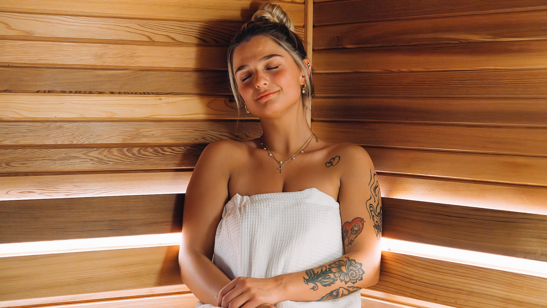 a woman in a towel