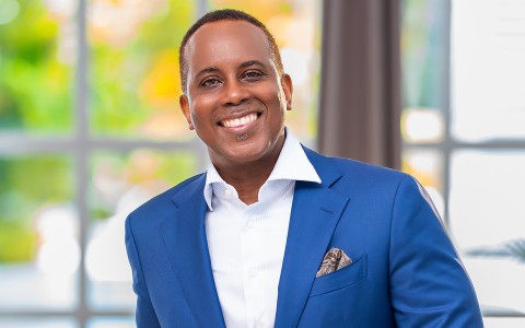 a man in a blue suit