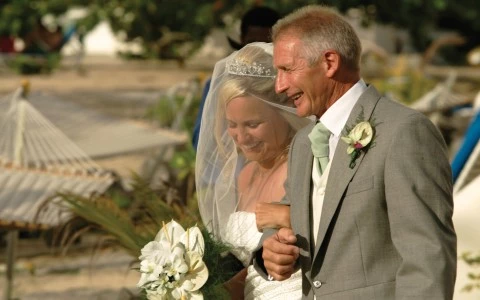 Wedding Couple Walking Down the Isle