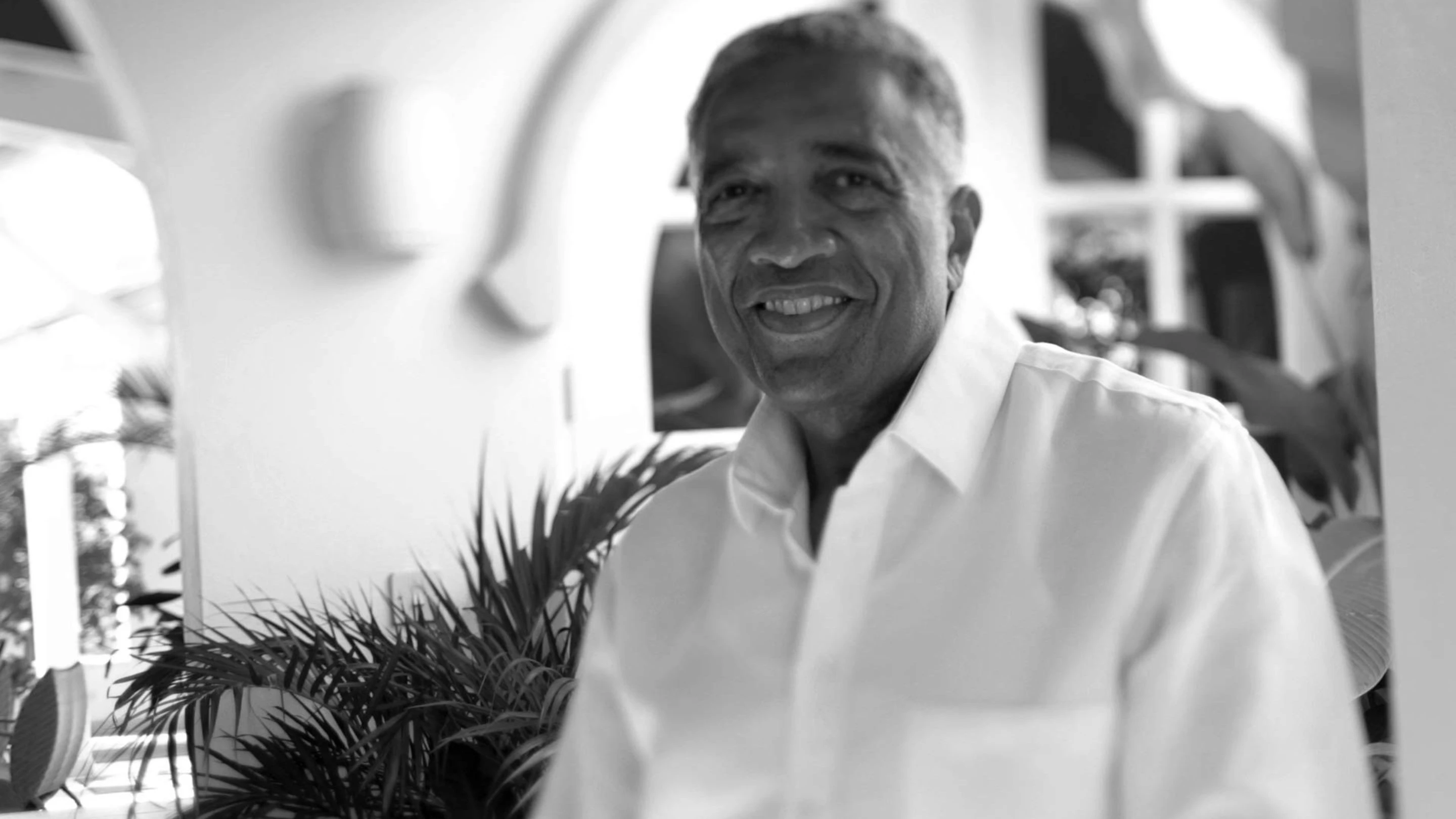 a man in a white shirt