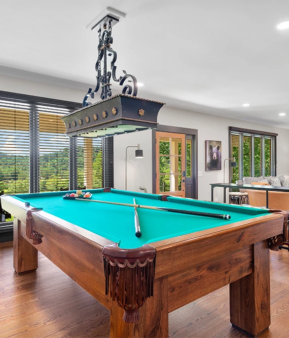 a pool table in a room