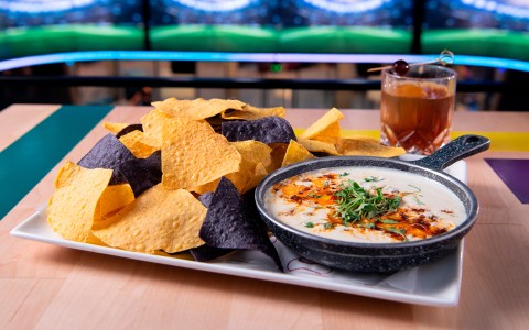 a plate of chips and dip