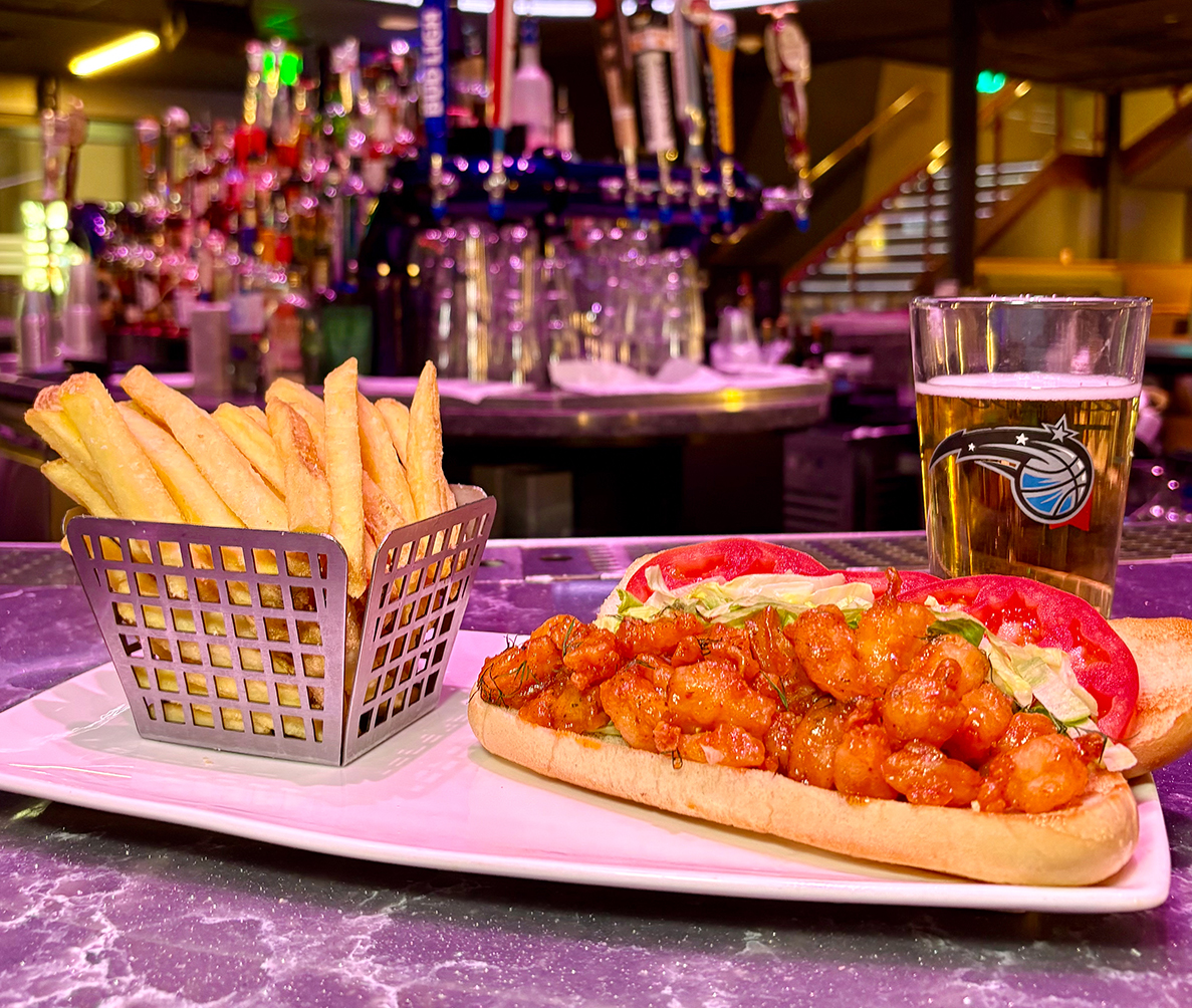 a plate of food and a drink