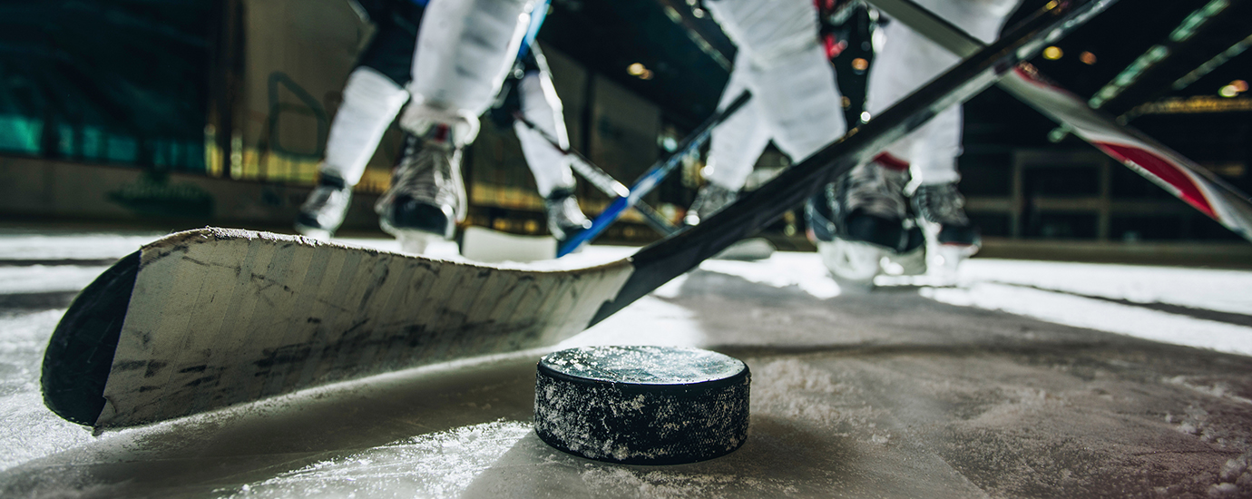 a hockey puck on the ice