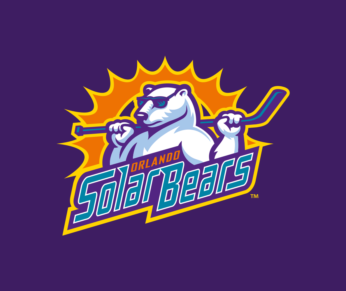 a logo of a polar bear holding a hockey stick