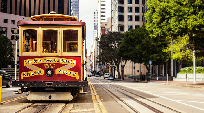 a trolley on a street