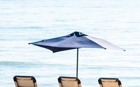 chairs and umbrella on a beach