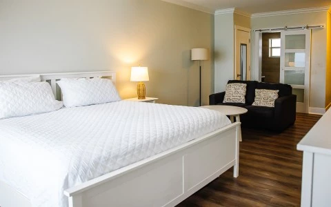 a bed in a room
