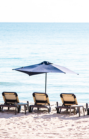 chairs and umbrella on a beach