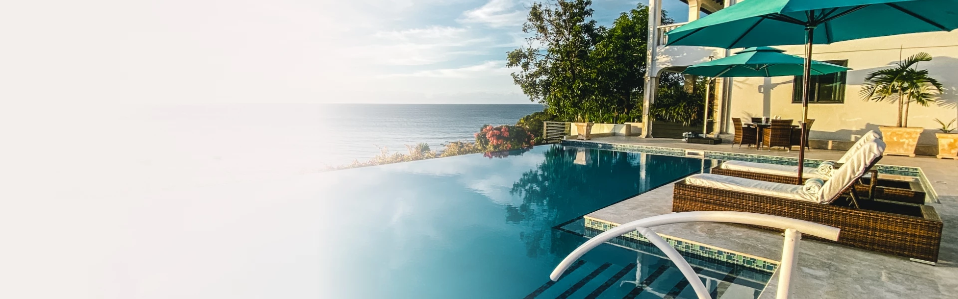 a pool with a view of the ocean