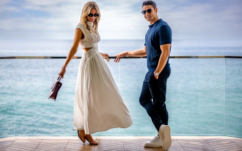 a man and woman posing for a picture