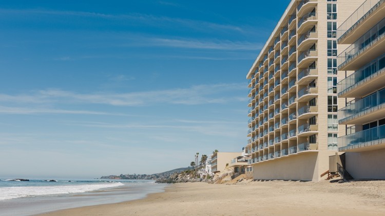 a building on a beach