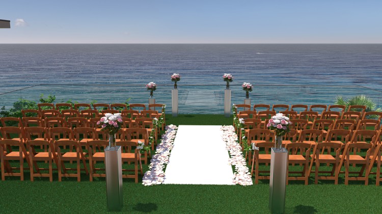 a wedding ceremony set up with chairs and flowers